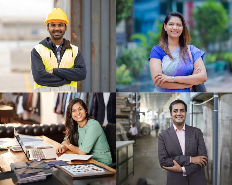 Successful business owner celebrating recovery with charts showing upward trends, representing business turnaround success through astrological guidance and strategic planning