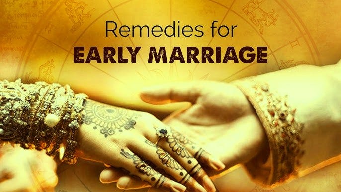 Traditional Indian marriage remedies including puja items, gemstones, and religious symbols