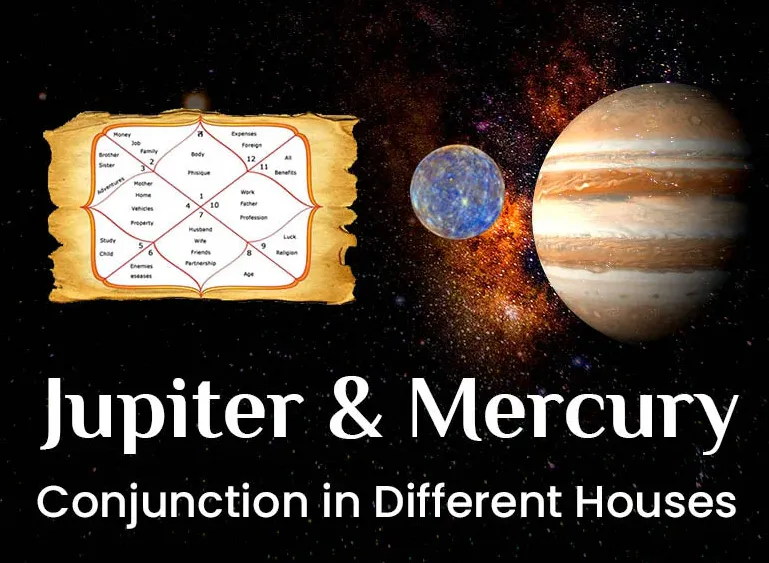 Artistic representation of Mercury and Jupiter planets influencing a student's mind and learning abilities
