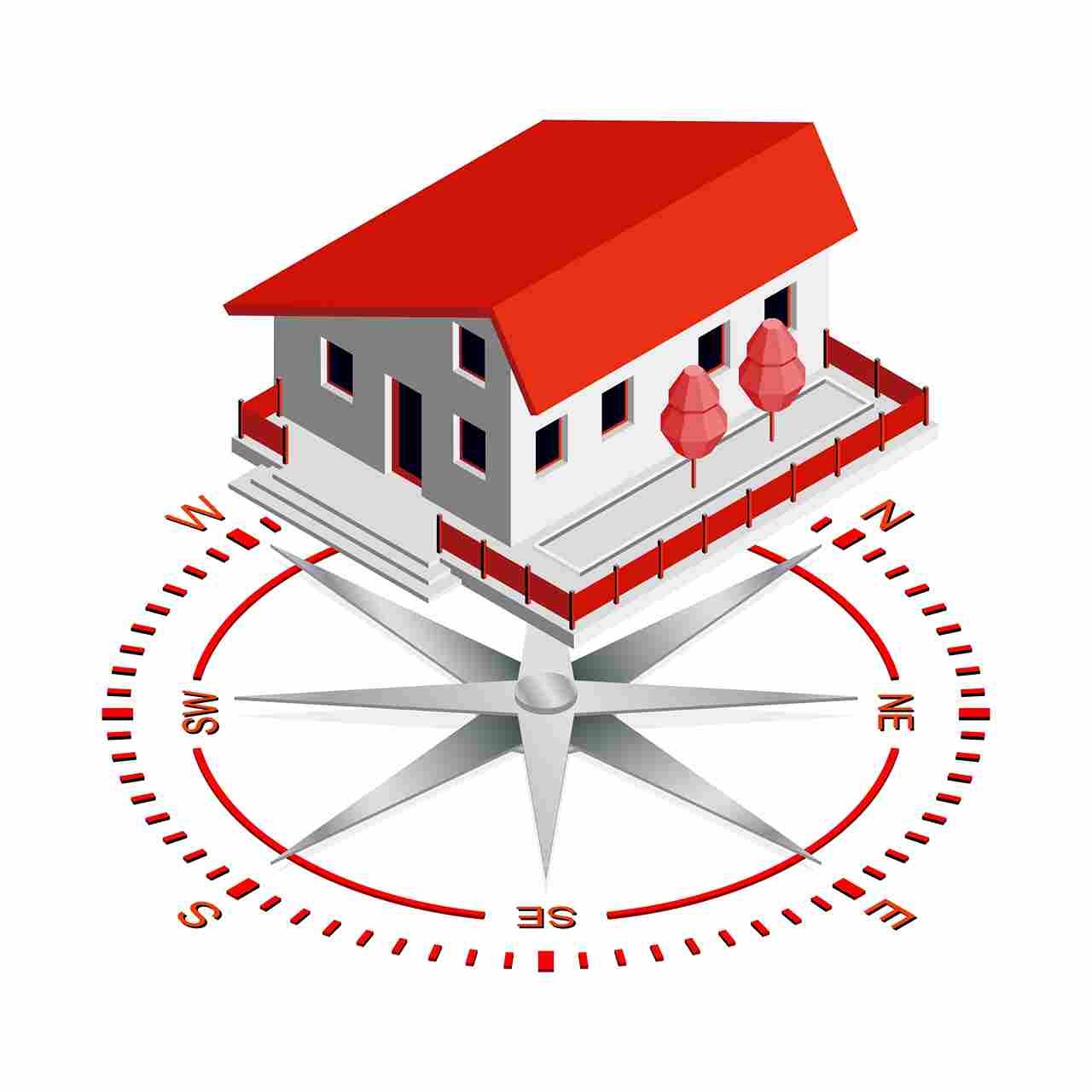 A detailed Vastu diagram showing the directional influences, elemental zones, and auspicious placements for rooms within a home